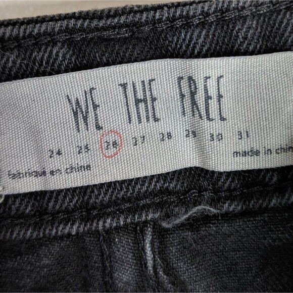 We The Free Free People Black Zip It Up Denim Micro Mini Skirt Raw Hem Size 26 - Picture 9 of 9